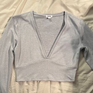 Garage Gray V Neck Long Sleeve